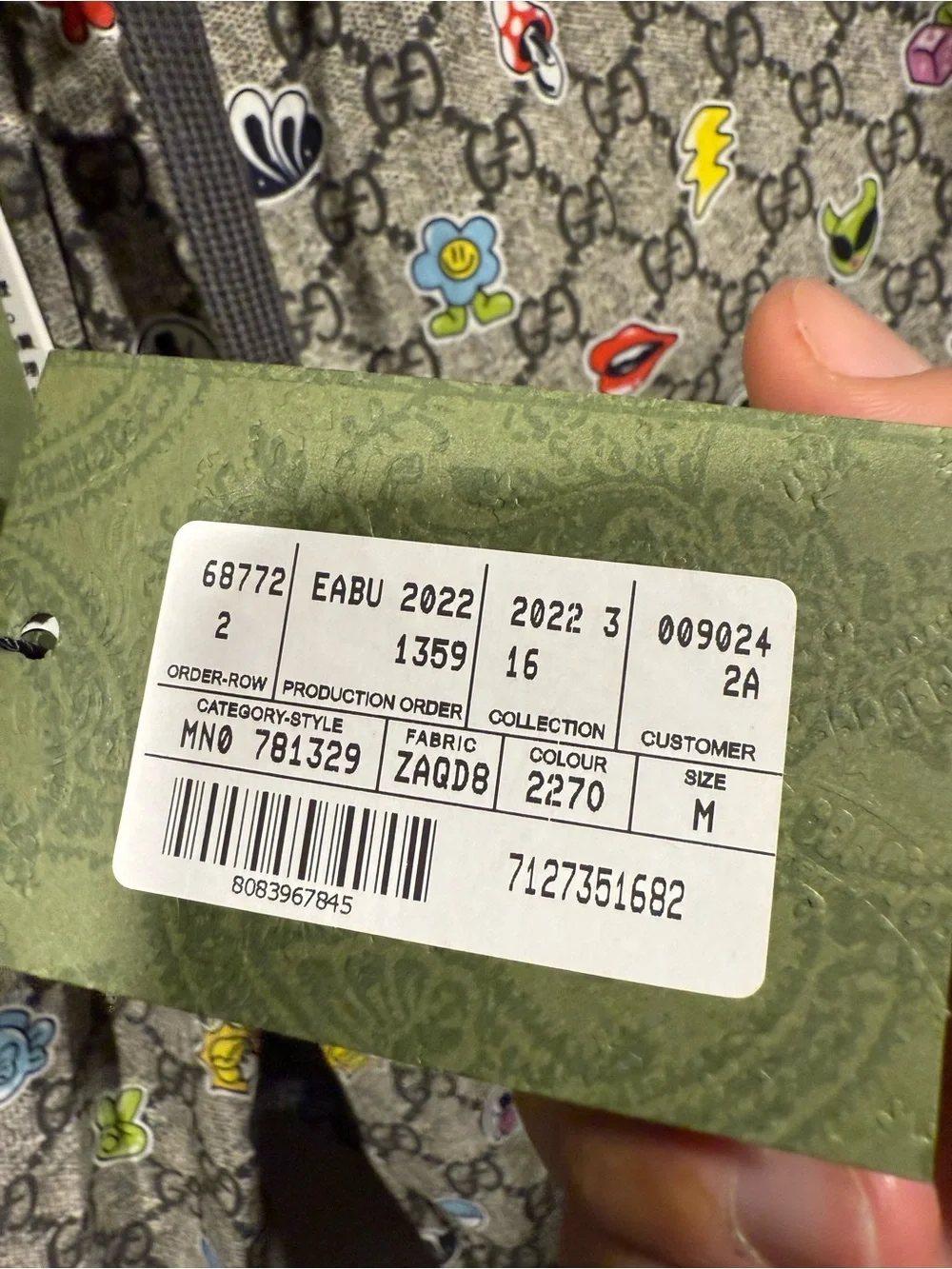 Gucci Gray GG Supreme stickers-on-Pop print over beige (1:1 stitching defect)